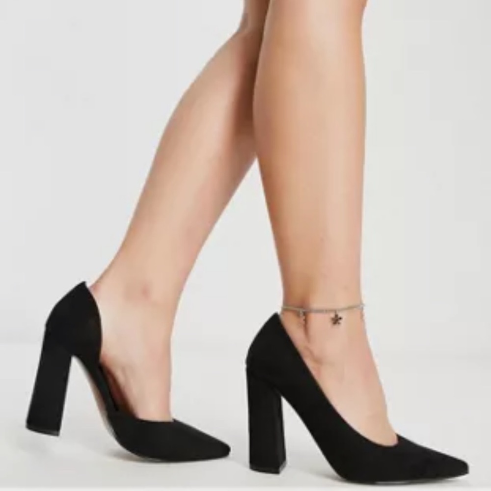 ASOS New Look Block Heels Pointy Toe Faux Suede 9